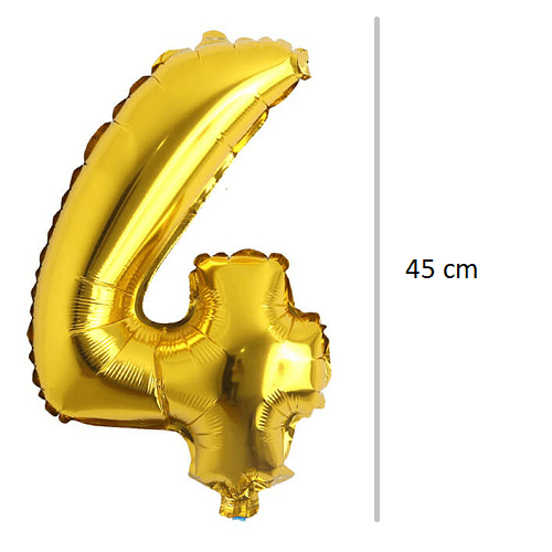 Globo de cumpleaños numero 4 45 cm Dorado