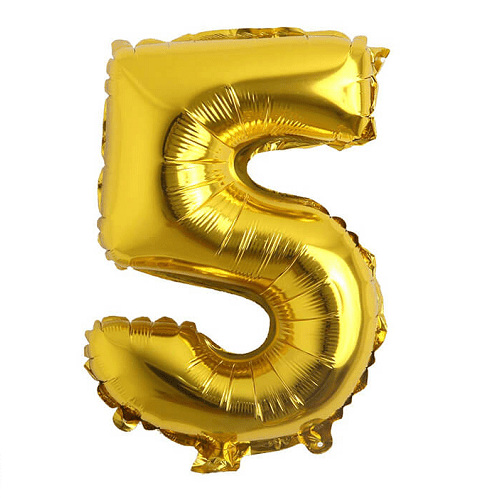 Globo de cumpleaños numero 5 45 cm Dorado