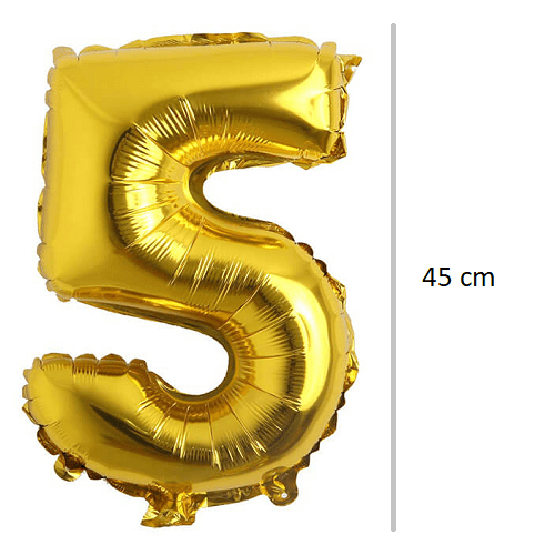 Globo de cumpleaños numero 5 45 cm Dorado