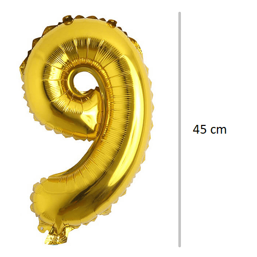 Globo de cumpleaños numero 9 45 cm Dorado