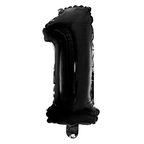 Globo de cumpleaños numero 1 45 cm Negro