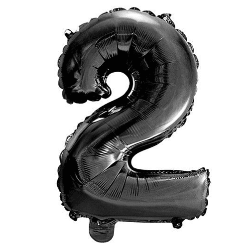 Globo de cumpleaños numero 2 45 cm Negro