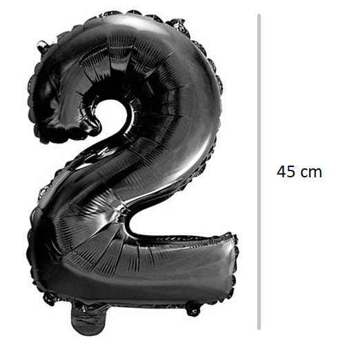 Globo de cumpleaños numero 2 45 cm Negro