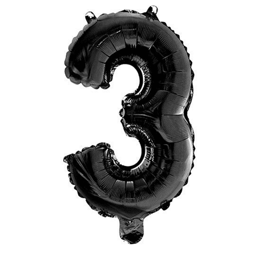 Globo de cumpleaños numero 3 45 cm Negro