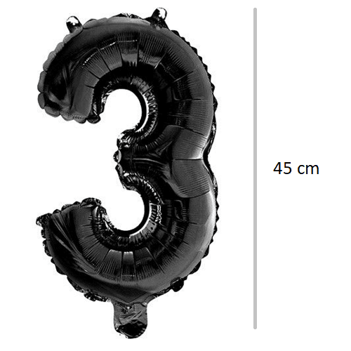 Globo de cumpleaños numero 3 45 cm Negro