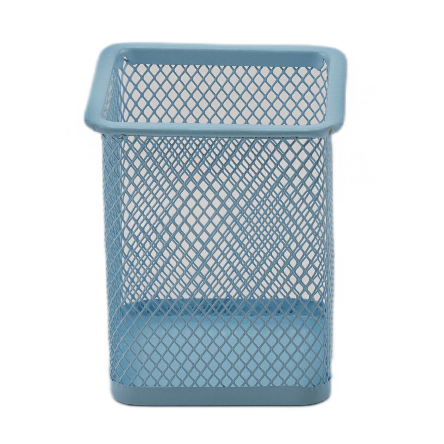 Portalapices rectangular de metal  Azul claro