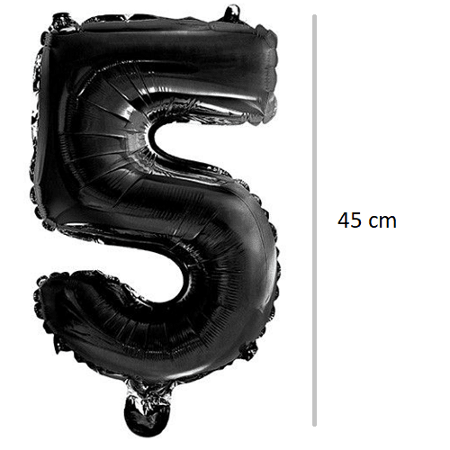 Globo de cumpleaños numero 5 45 cm Negro