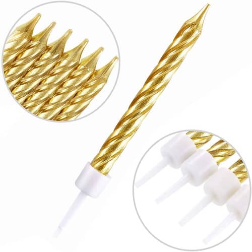 Vela de cumpleaños (6 uds) 10 cm Dorado