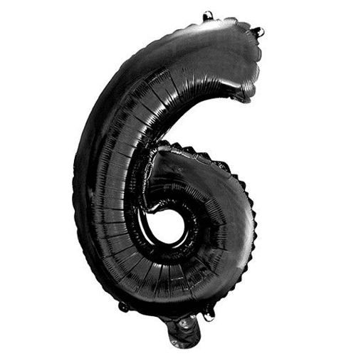 Globo de cumpleaños numero 6 45 cm Negro
