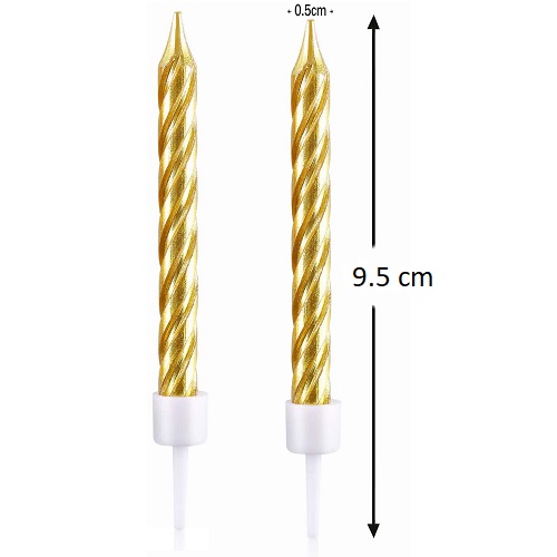 Vela de cumpleaños (6 uds) 10 cm Dorado