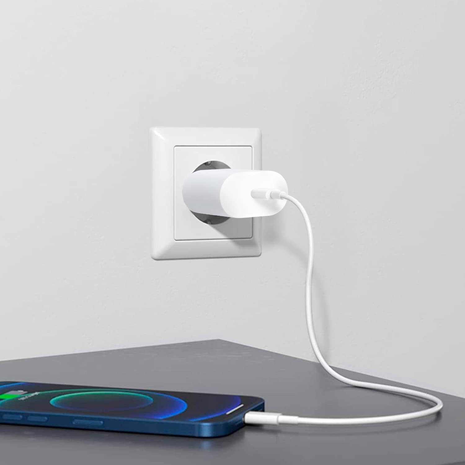 Cargador USB C PD carga rapida 20W  Blanco