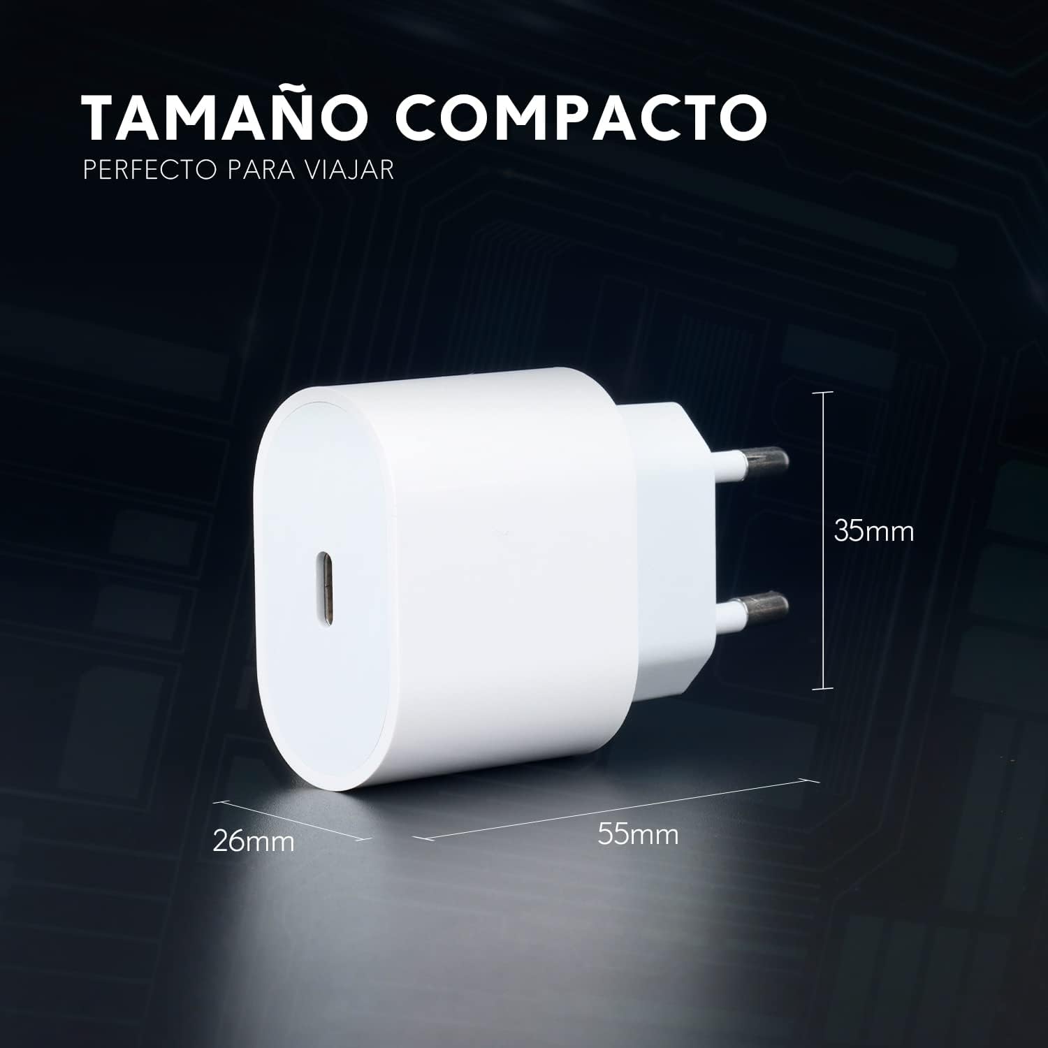 Cargador USB C PD carga rapida 20W  Blanco