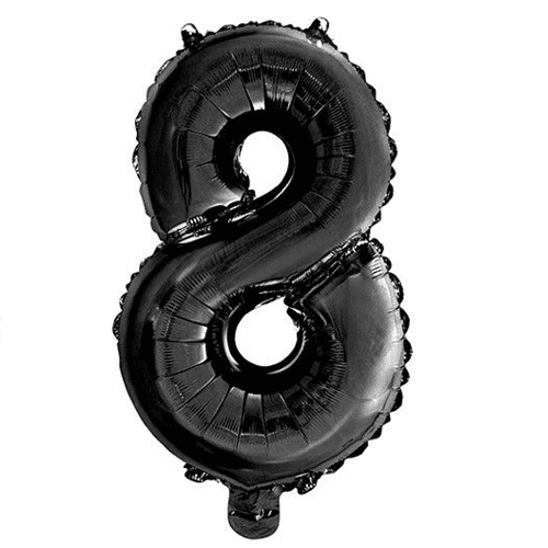 Globo de cumpleaños numero 8 45 cm Negro