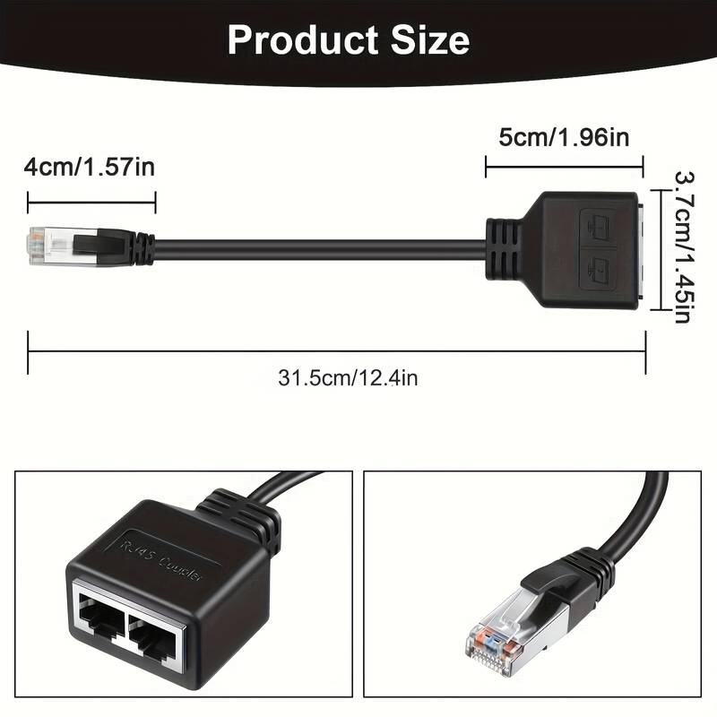 Adaptador divisor de red con cable  Negro