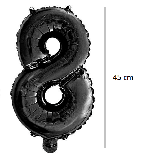 Globo de cumpleaños numero 8 45 cm Negro
