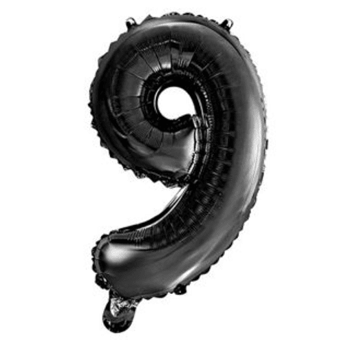 Globo de cumpleaños numero 9 45 cm Negro
