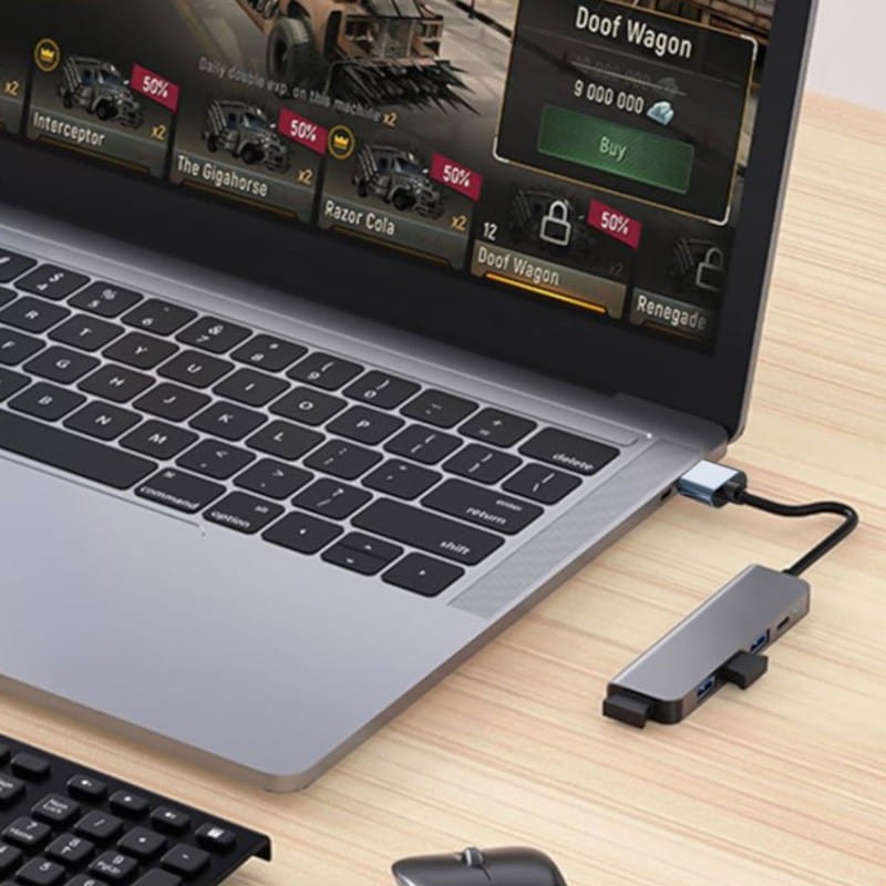 Hub USB C con 5 puertos 5V 2A  Plateado