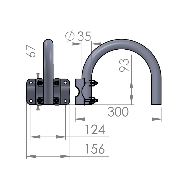 Soporte pared en U 35 mm para antenas 60,65 y 80