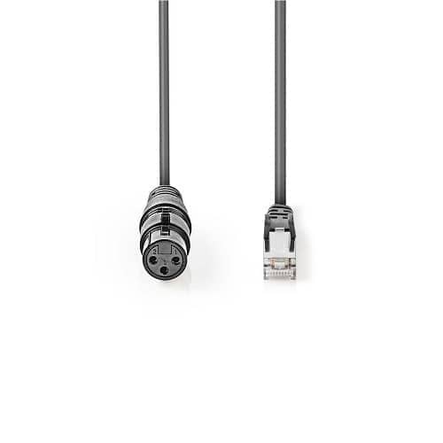 Cable DMX XLR 3 pin hembra a RJ45 macho 30 cm Negro