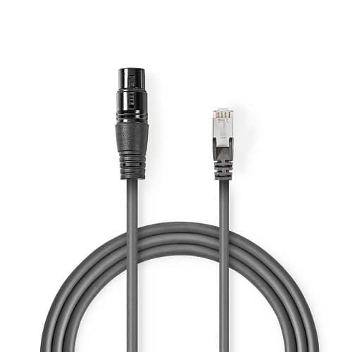 Cable DMX XLR 3 pin hembra a RJ45 macho 30 cm Negro