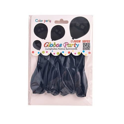 Globo de latex (10 uds) 30 cm Negro