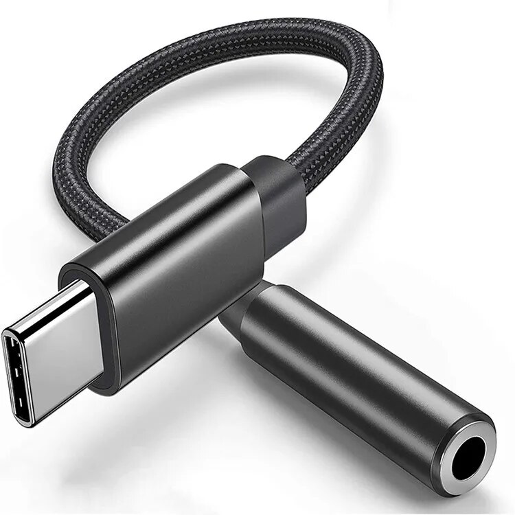 Adaptador USB C Jack Aux USB C con chip DAC  Negro