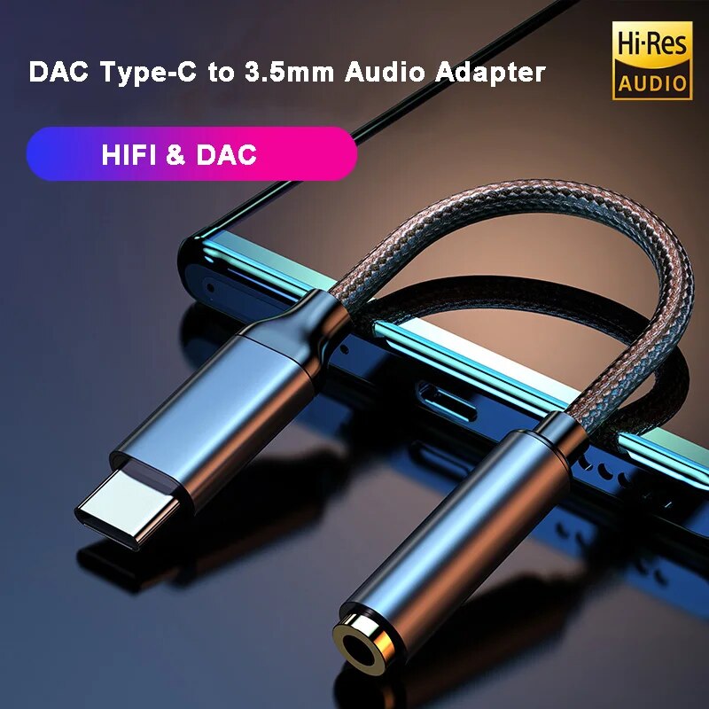 Adaptador USB C Jack Aux USB C con chip DAC  Negro