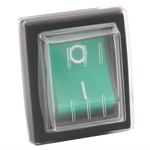Interruptor basculante ON-OFF DPST 4 vias impermeable  Verde 16 A