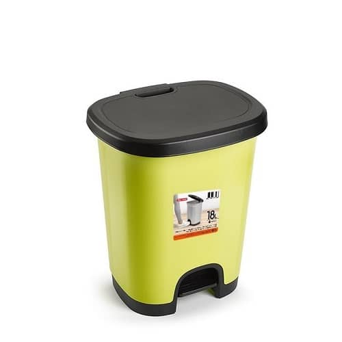Cubo basura plastico apertura pedal 18 Litros Amarillo