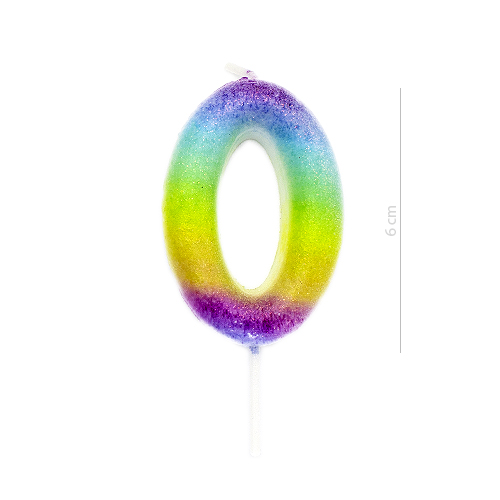 Numero 0 vela de cumpleaños 6 cm Multicolor