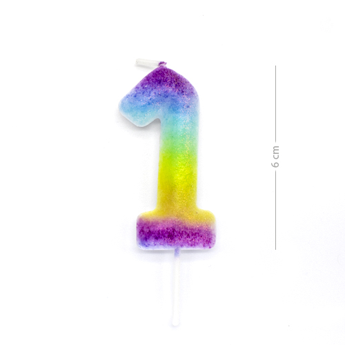 Numero 1 vela de cumpleaños 6 cm Multicolor
