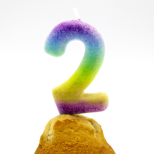 Numero 2 vela de cumpleaños 6 cm Multicolor