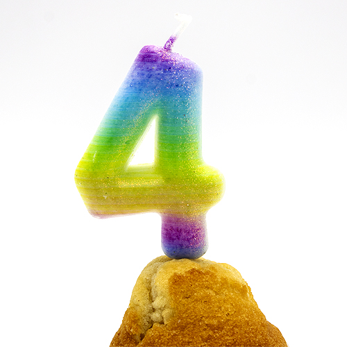 Numero 4 vela de cumpleaños 6 cm Multicolor