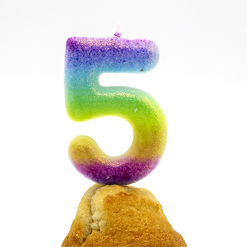 Numero 5 vela de cumpleaños 6 cm Multicolor