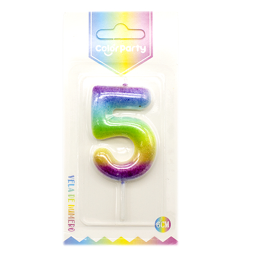 Numero 5 vela de cumpleaños 6 cm Multicolor