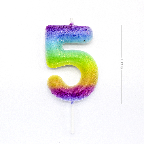 Numero 5 vela de cumpleaños 6 cm Multicolor