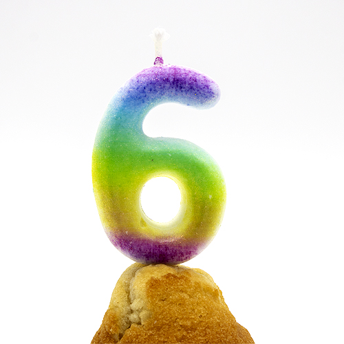 Numero 6 vela de cumpleaños 6 cm Multicolor