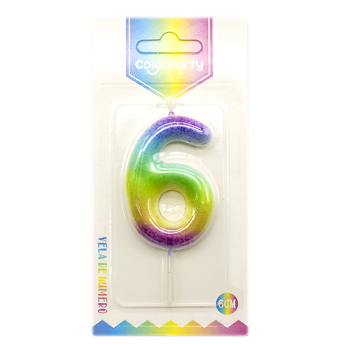 Numero 6 vela de cumpleaños 6 cm Multicolor