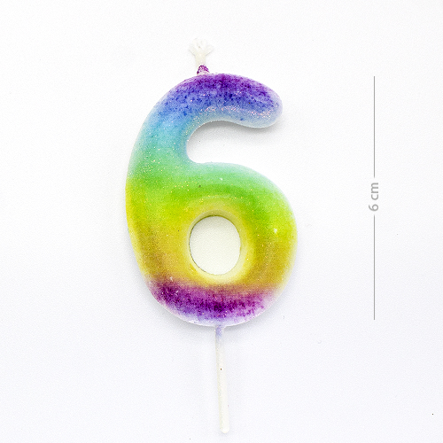 Numero 6 vela de cumpleaños 6 cm Multicolor