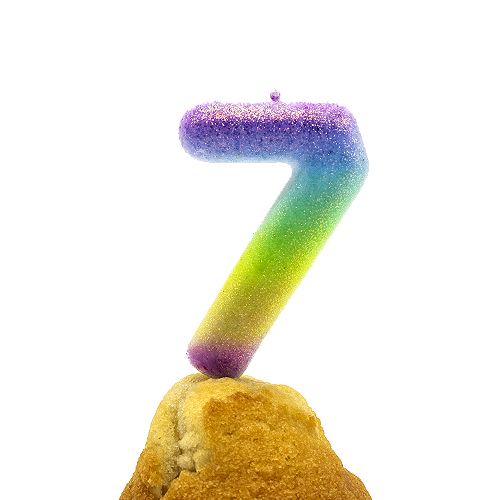 Numero 7 vela de cumpleaños 6 cm Multicolor