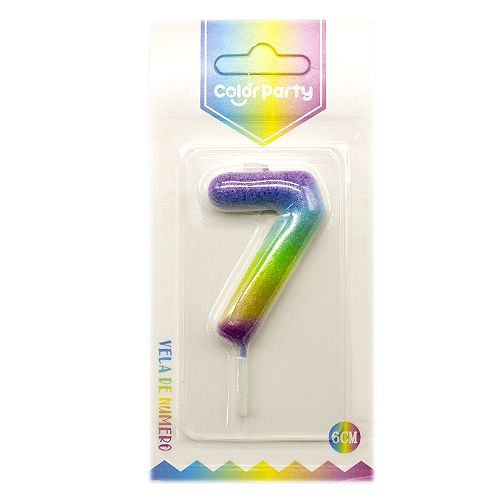 Numero 7 vela de cumpleaños 6 cm Multicolor