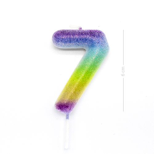 Numero 7 vela de cumpleaños 6 cm Multicolor