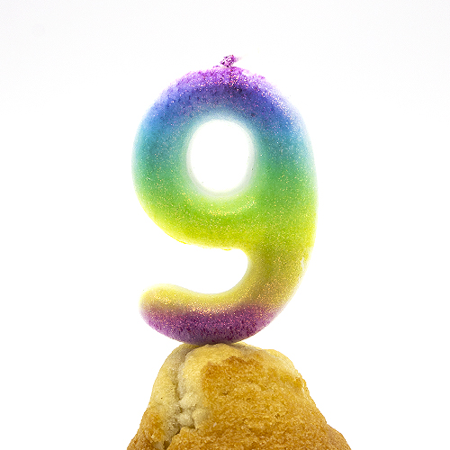 Numero 9 vela de cumpleaños 6 cm Multicolor