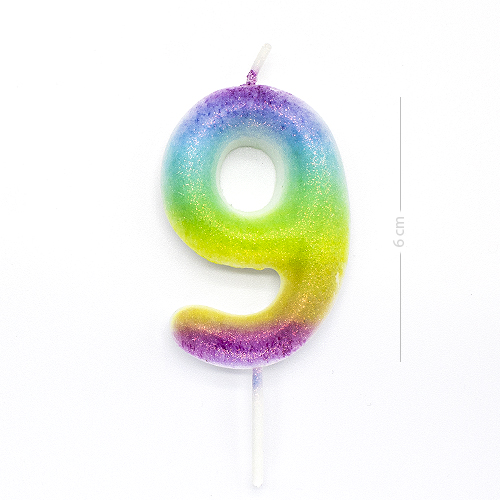 Numero 9 vela de cumpleaños 6 cm Multicolor