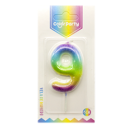 Numero 9 vela de cumpleaños 6 cm Multicolor