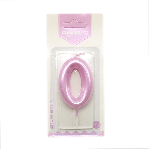 Numero 0 vela de cumpleaños 6 cm Rosa claro