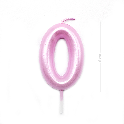 Numero 0 vela de cumpleaños 6 cm Rosa claro