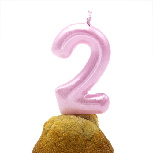 Numero 2 vela de cumpleaños 6 cm Rosa claro