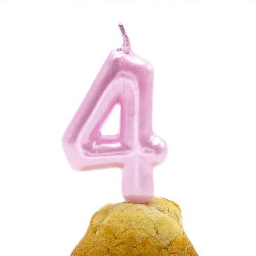 Numero 4 vela de cumpleaños 6 cm Rosa claro