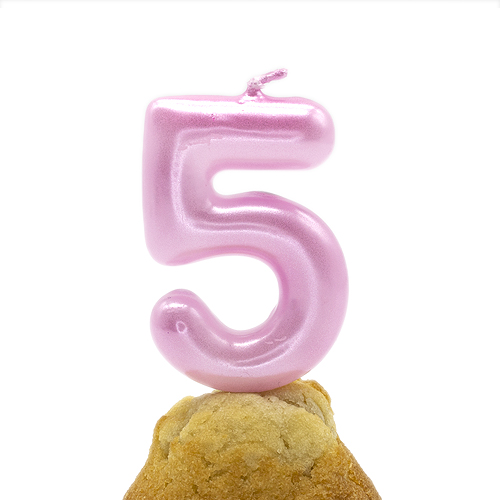 Numero 5 vela de cumpleaños 6 cm Rosa claro